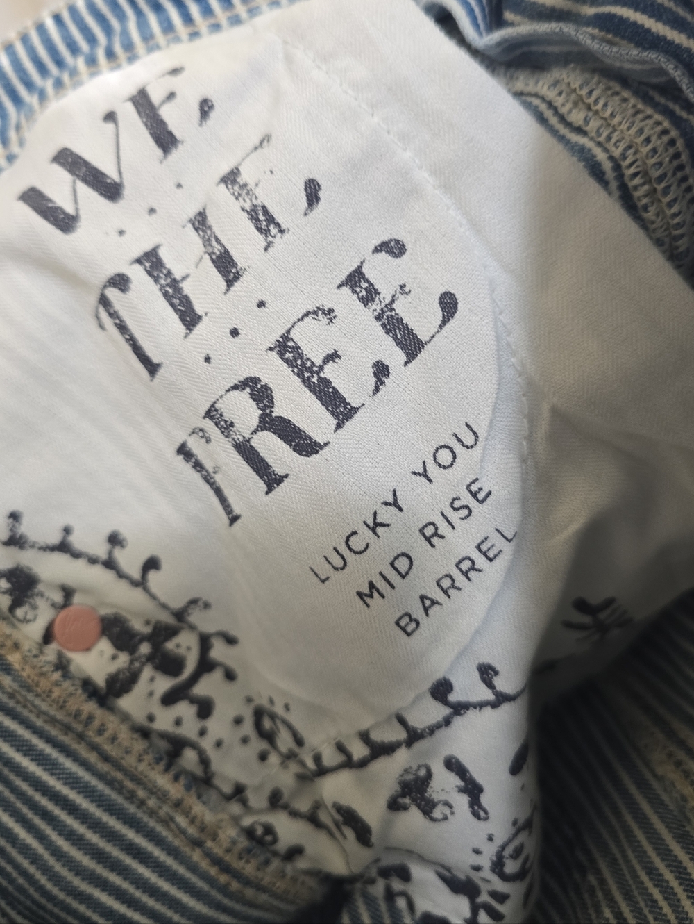 We The Free People Lucky You Mid-rise Barrel Jeans 28 Railroad Tracks Striped - Picture 10 of 11